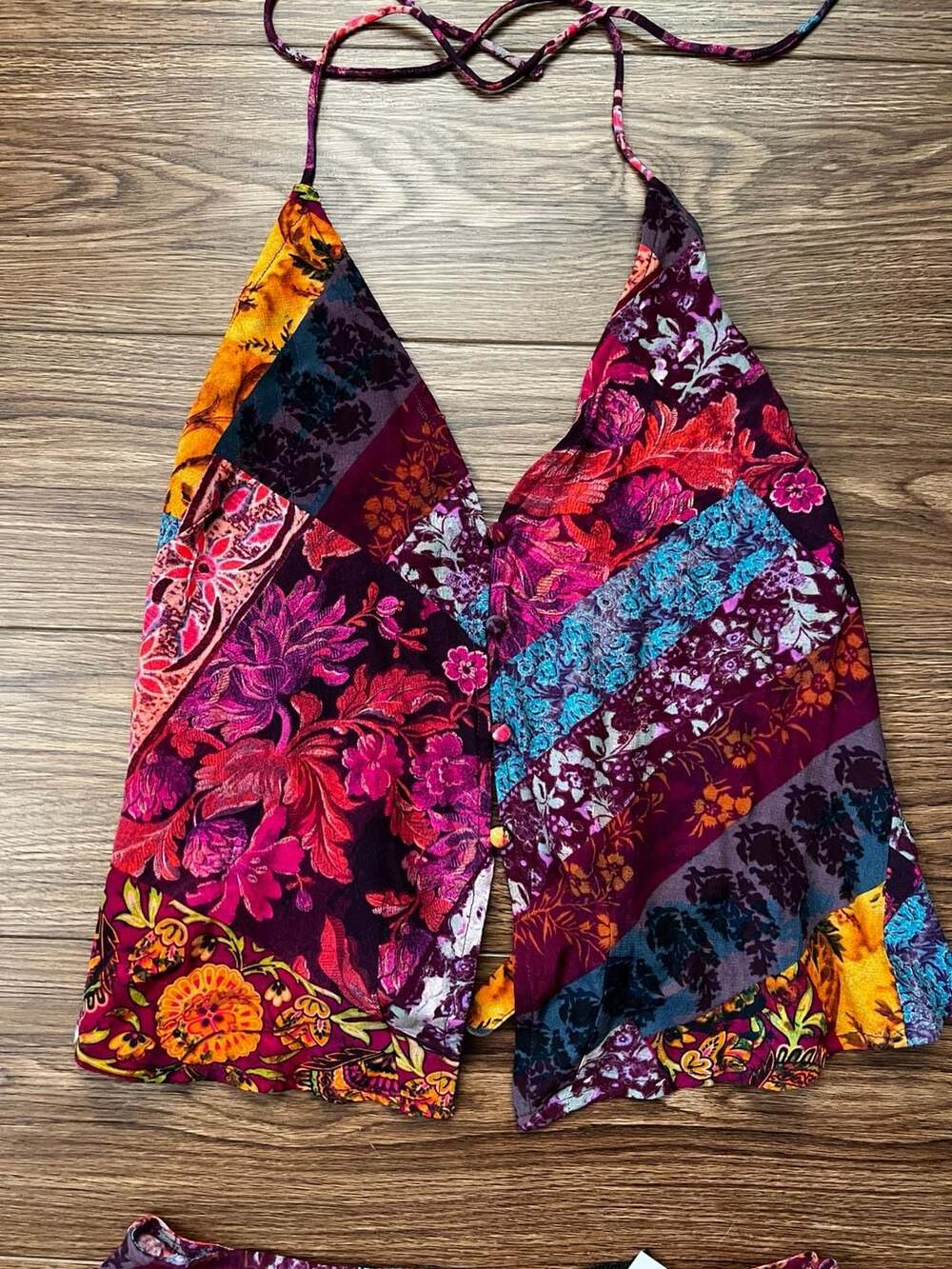 Nasty Gal Floral Patchwork Halter Top & Skirt Co-Ord Size 6 - Picture 5 of 5